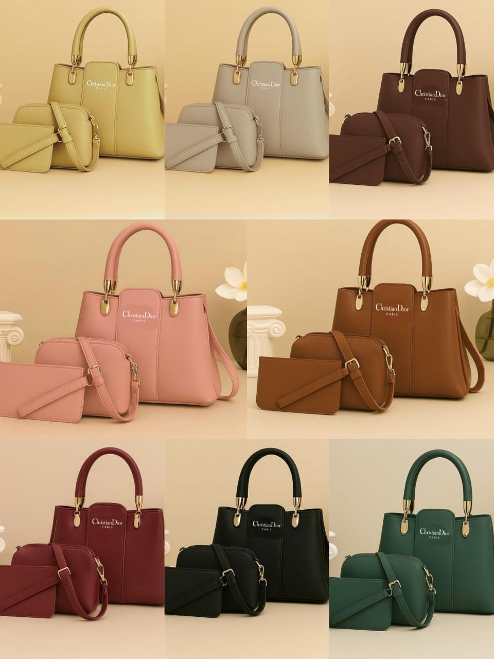 Pink Women's 3-Piece PU Leather Handbag Set