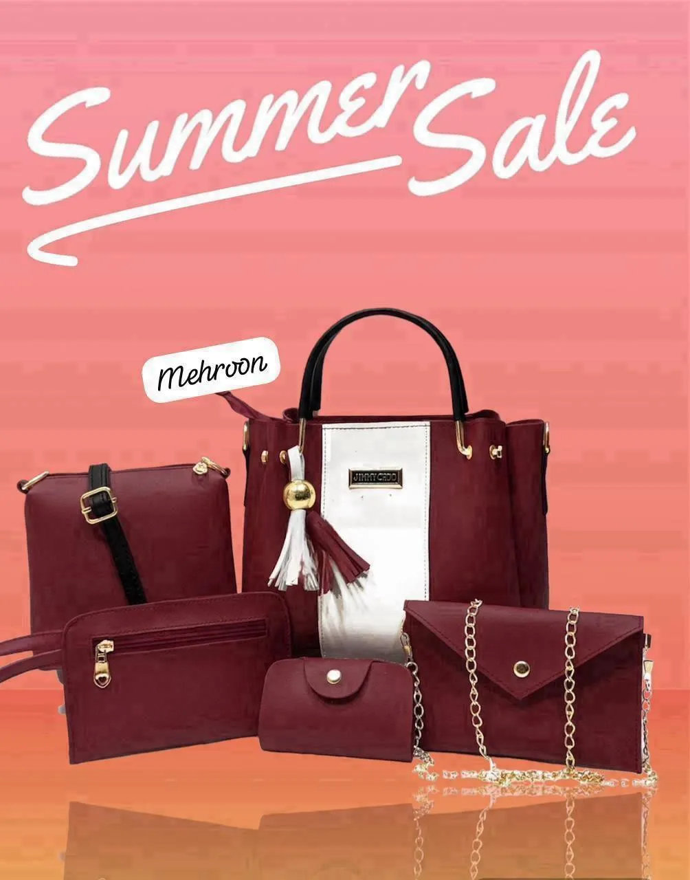 Women's PU Leather Plain Hand Bag Set