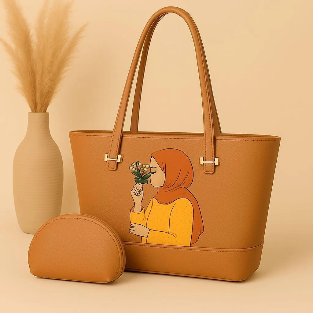 Women's PU Leather Plain Hand Bag Set