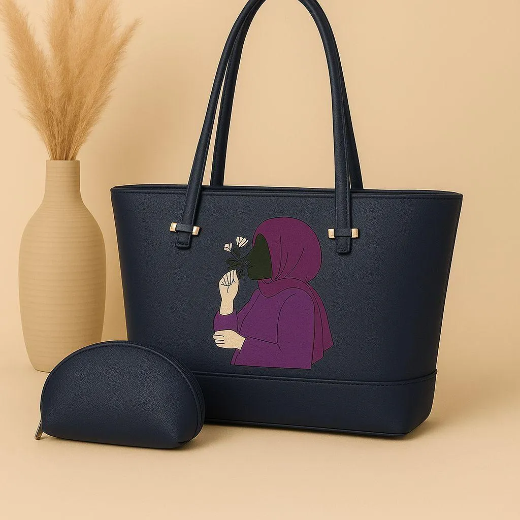 Women's PU Leather Plain Hand Bag Set