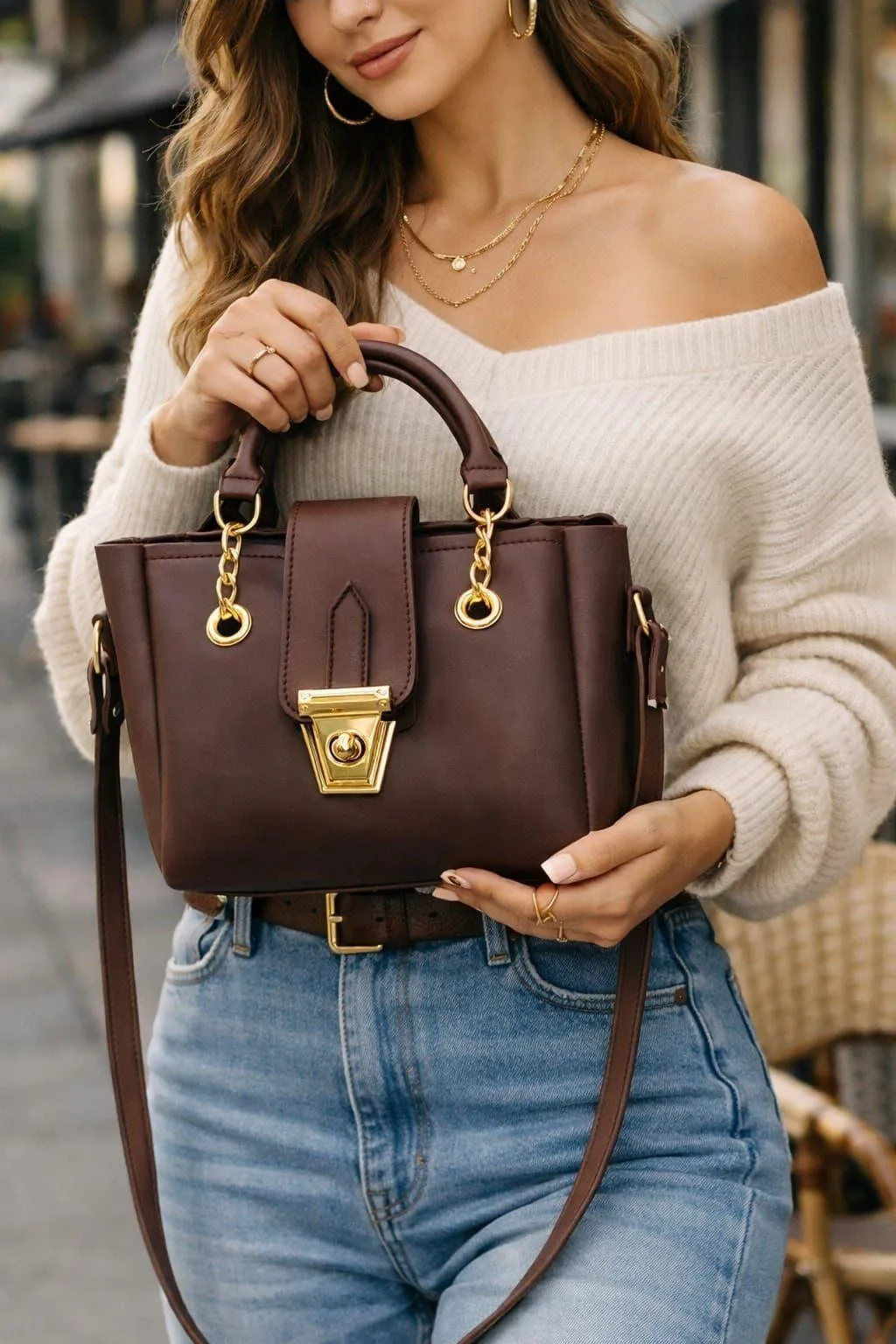 Girl's PU Leather Plain Hand Bag