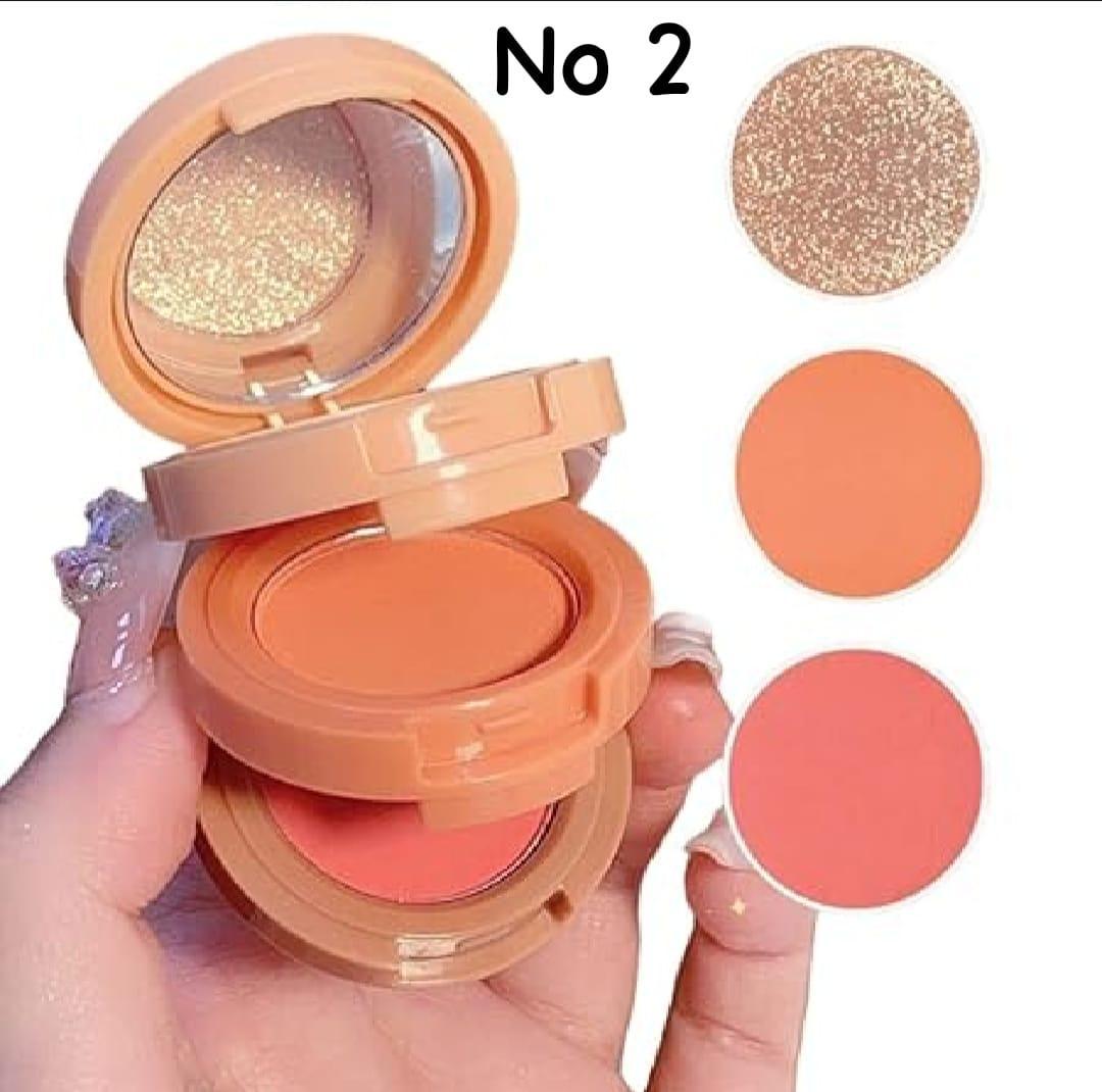 Versatile Blusher Highlighter Kit – 1 Pcs; Medium Coverage, Multi-Color Shades