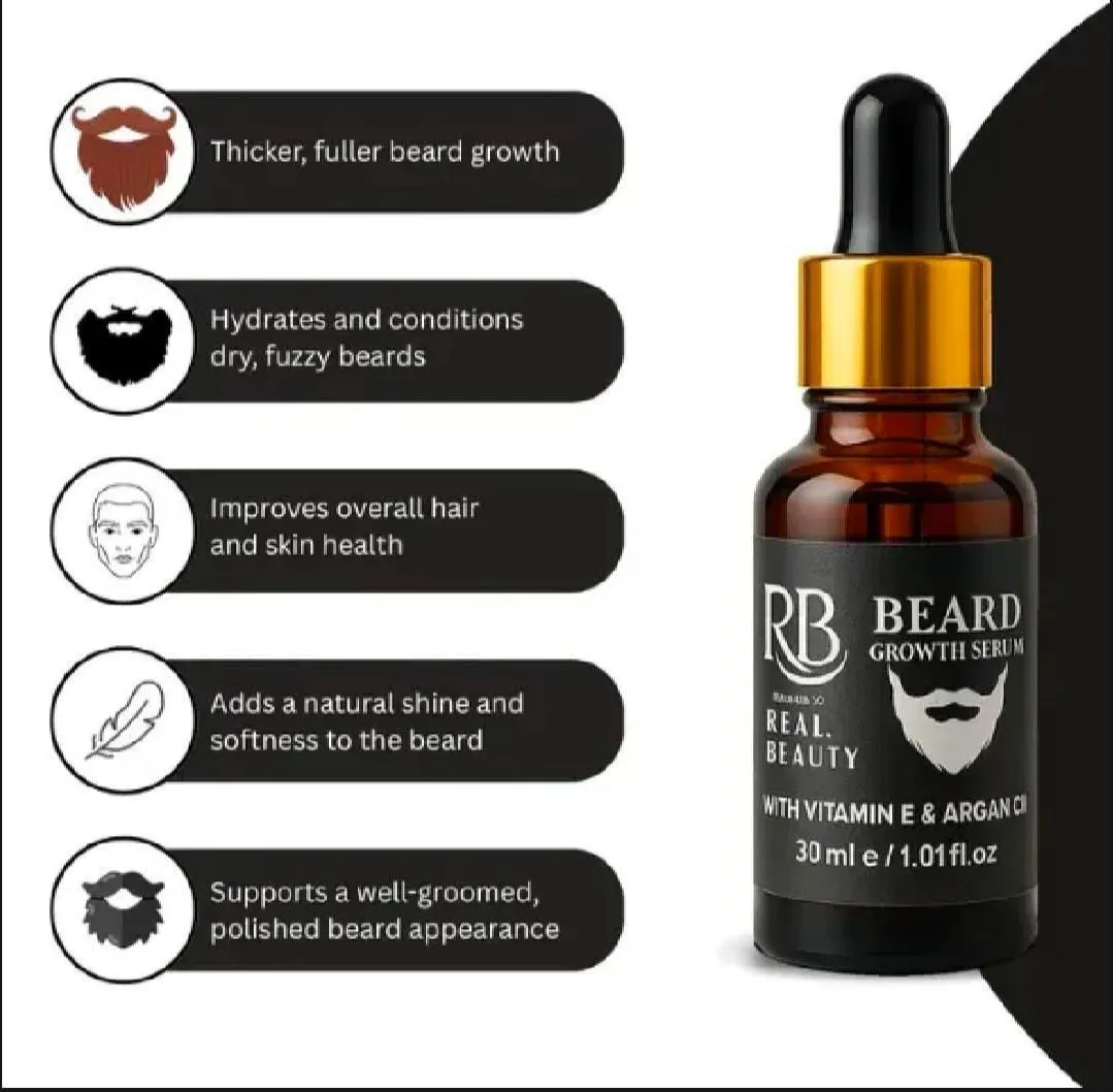 Beard Growth Serum 30ml with Vitamin E & Argan Oil