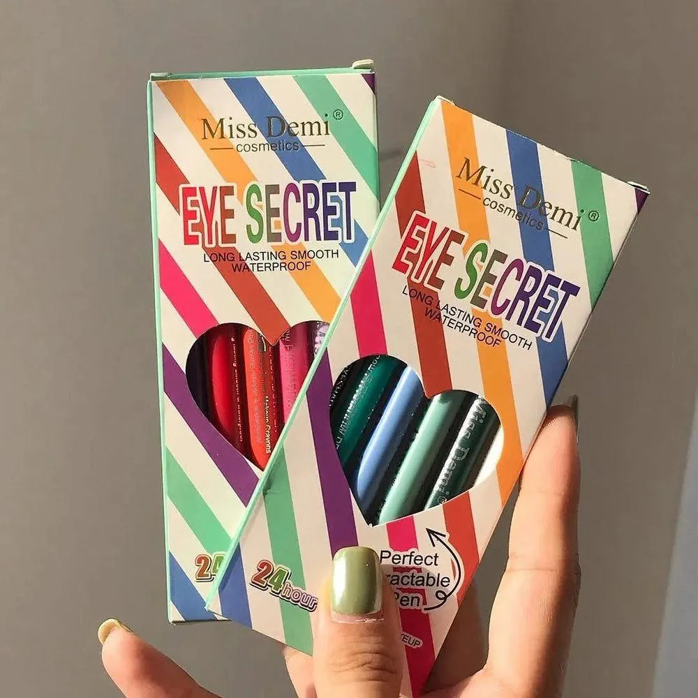 6 Pcs Waterproof Matte Marker Pen Eyeliner - Multicolor Set