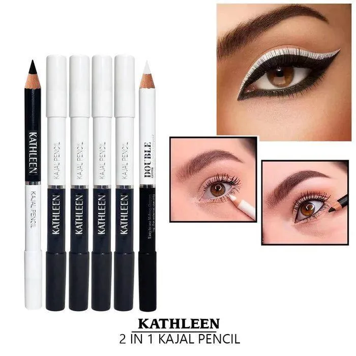 Waterproof 2-in-1 Kajal Pencil Black White