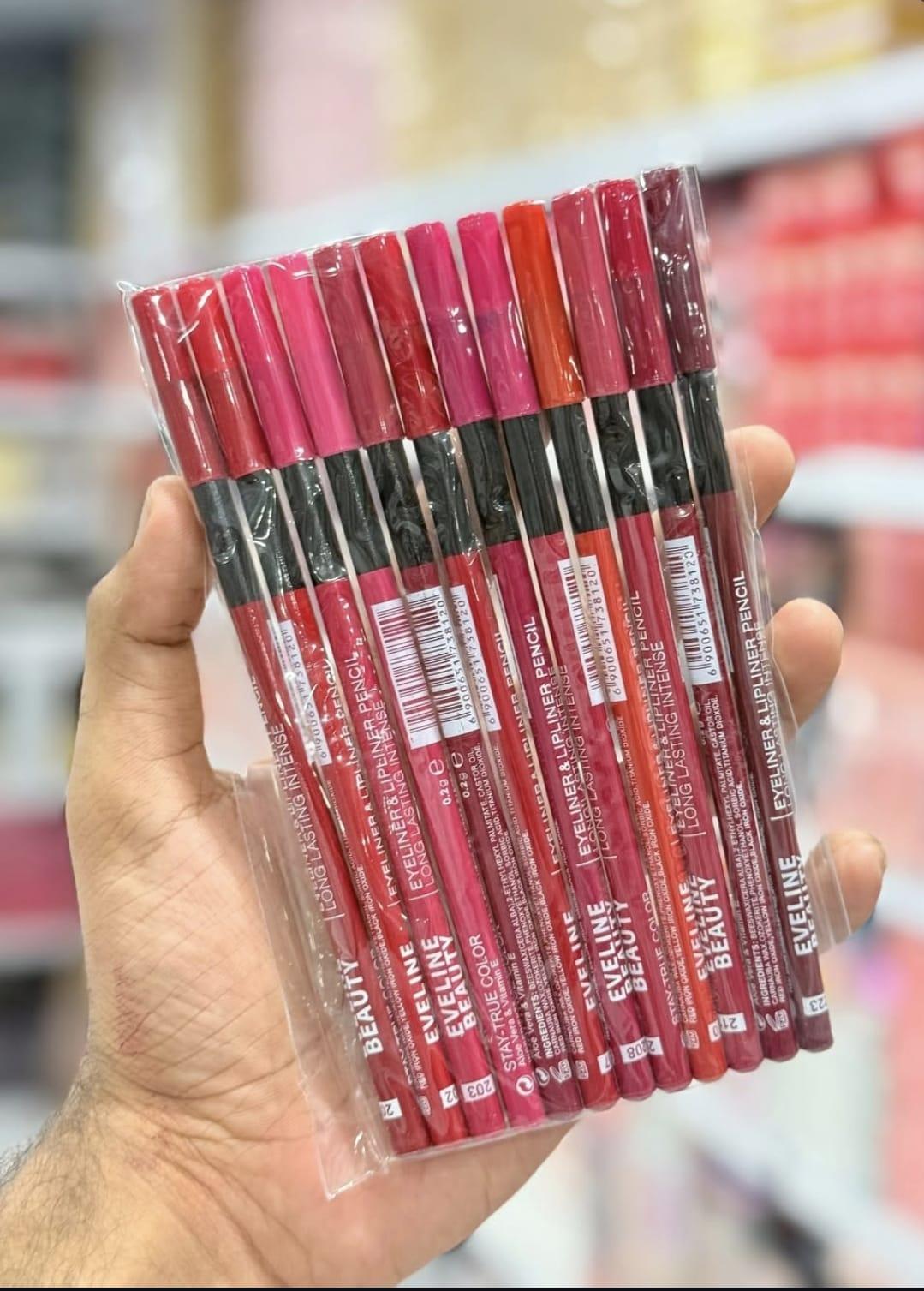 Bold Coverage Lip Pencil Set - 12 Pcs Multicolor Matte Finish