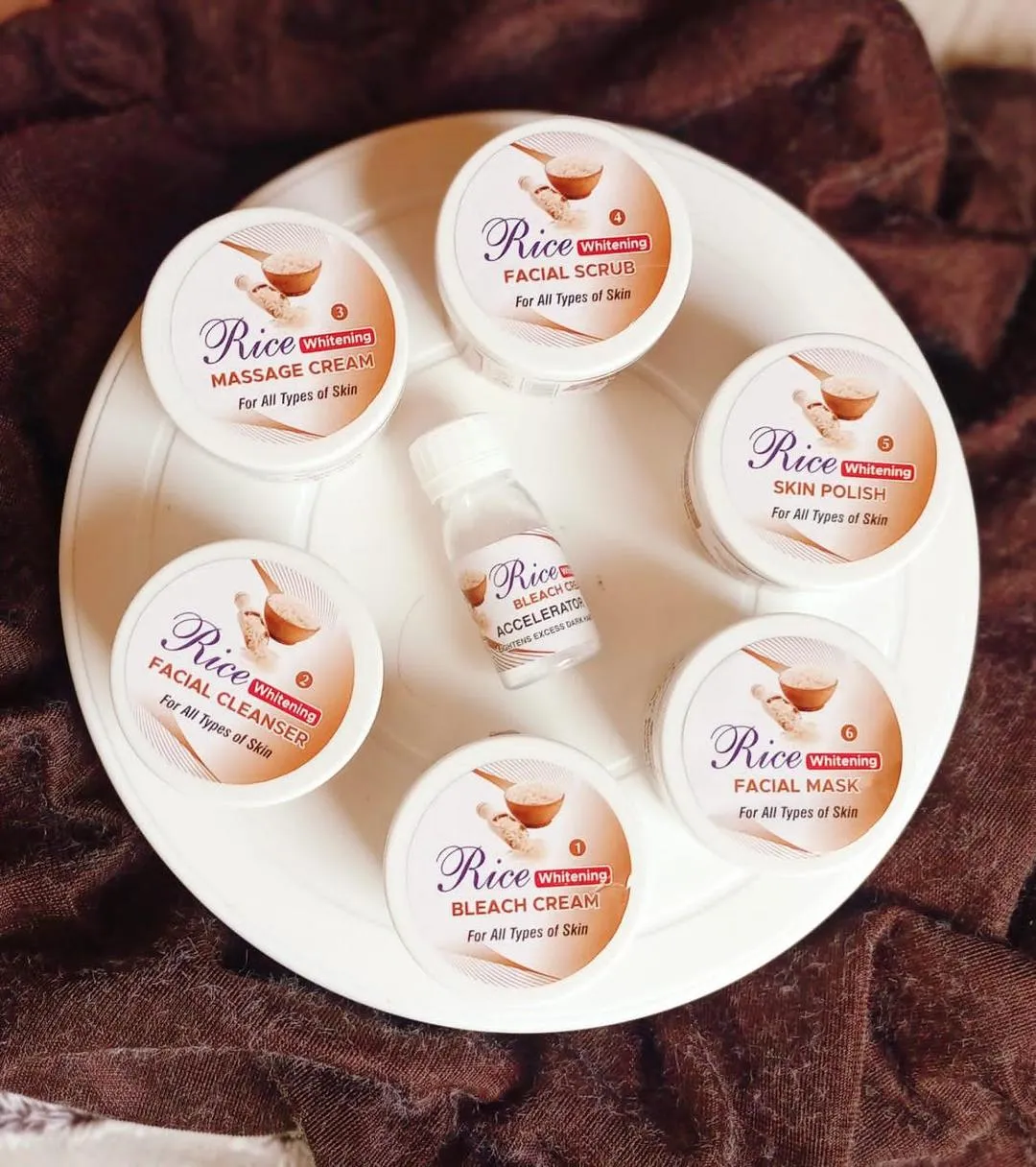 7 Pcs Facial Kit for All Skin Types - Whitening and Brightening Cream