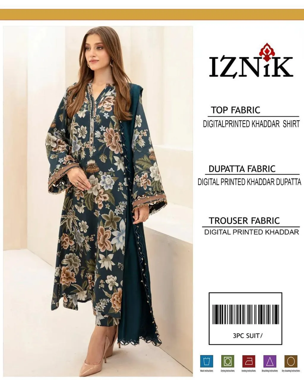 3 Pcs Women's Unstitched Digital Print Suit