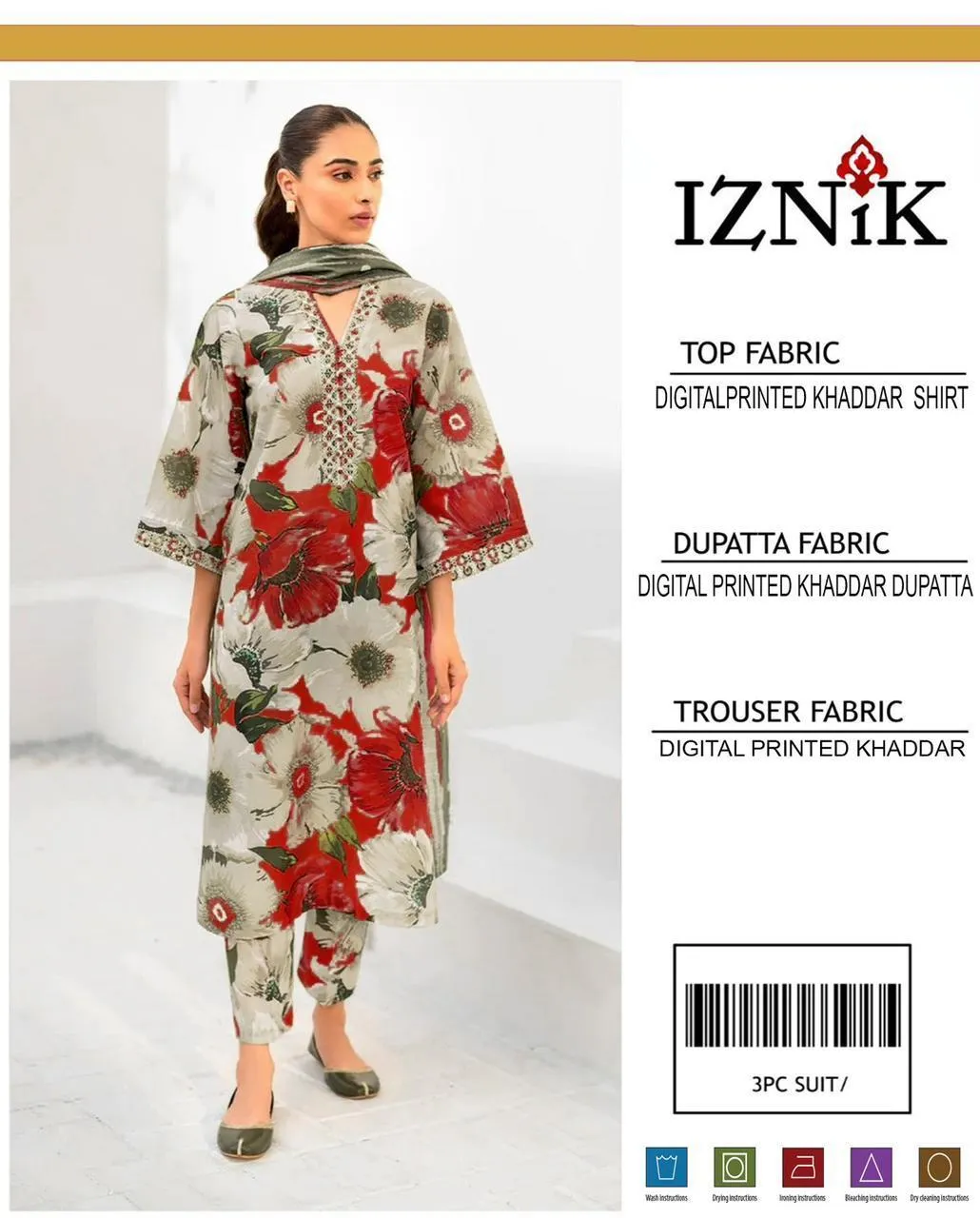 3 Pcs Women's Unstitched Digital Print Suit