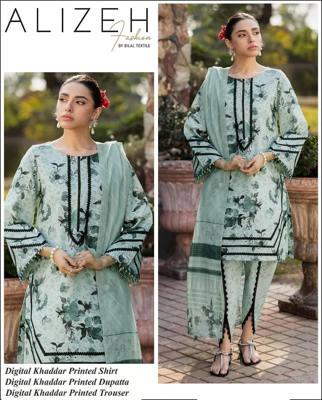 3 Pcs Women's Unstitched Digital Print Suit