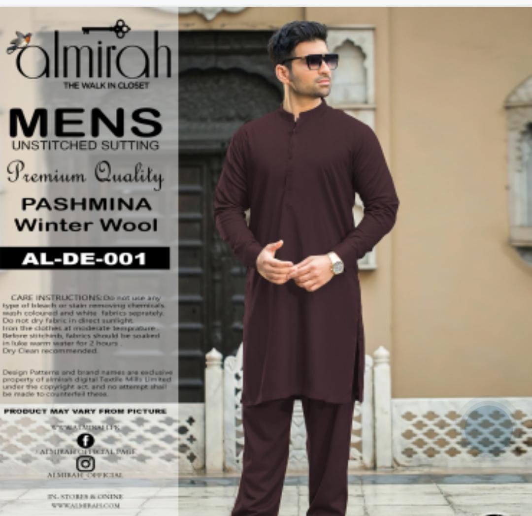 Premium Brown Wool Suit - Elegant Unstitched Men's Winter Wear