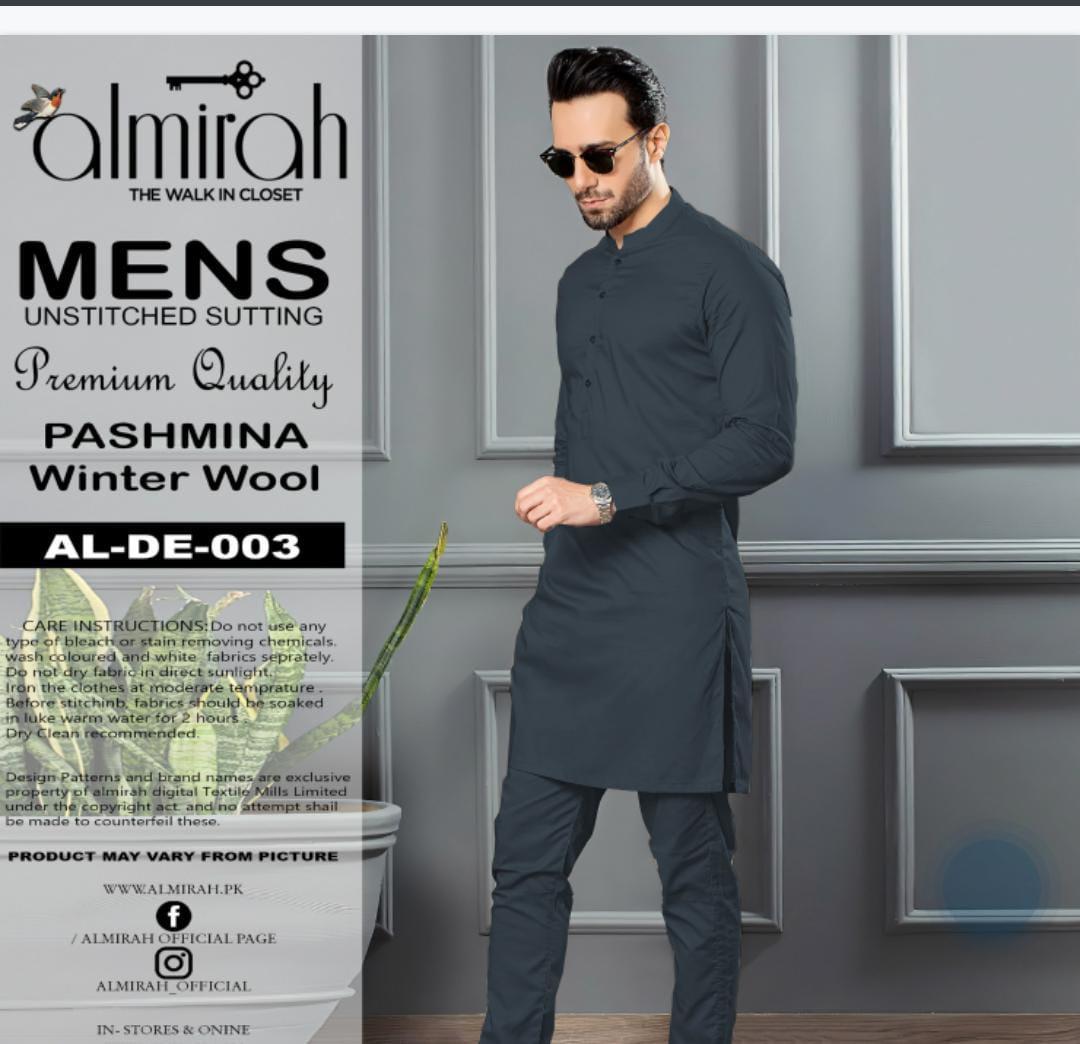 Elegant Grey Wool Suit for Men – Perfect Unstitched Winter Fashion