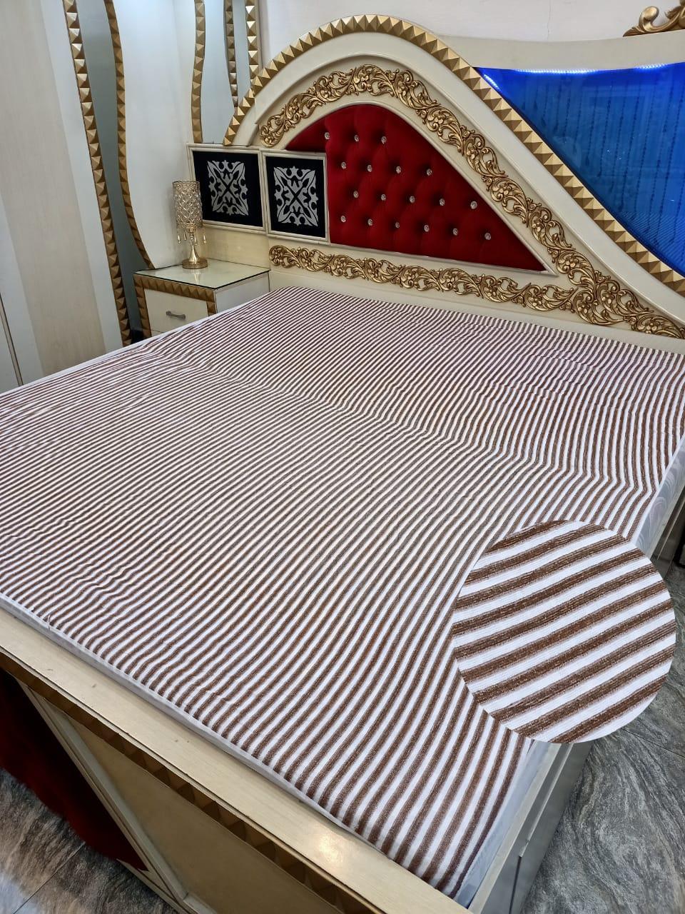 Terry Cotton Plain Double Bed Mattress Cover