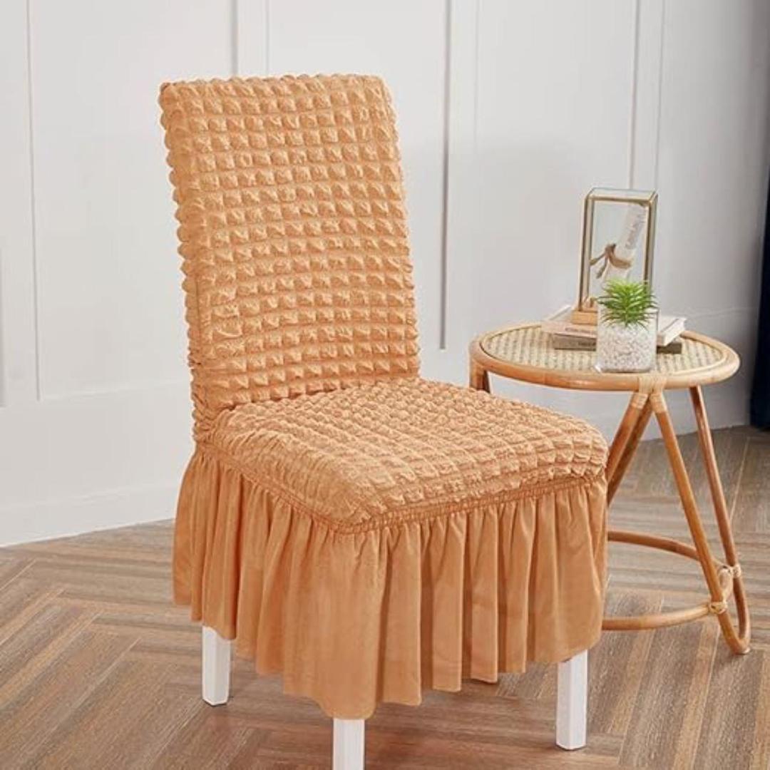 Textured Jersey 6 Pcs Chair Covers in Golden