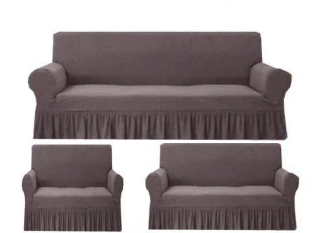 Beige Mesh 6 Seater Sofa Cover - Elegant Plain Design