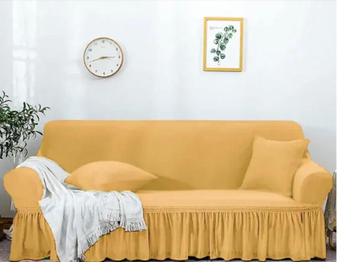Golden Mesh 6 Seater Sofa Cover - Plain Pattern Elegance