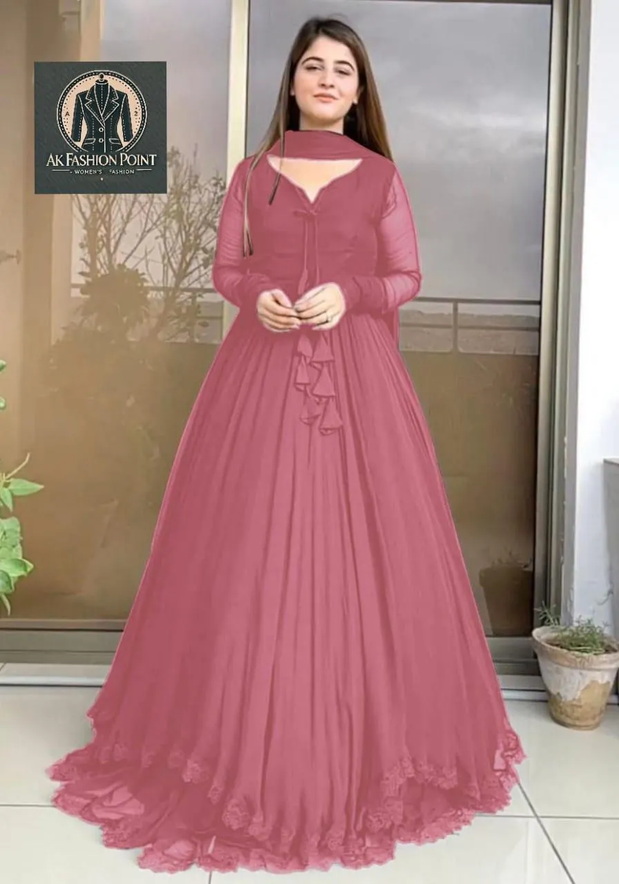 3 Pcs Women's Stitched Chiffon Plain Suit