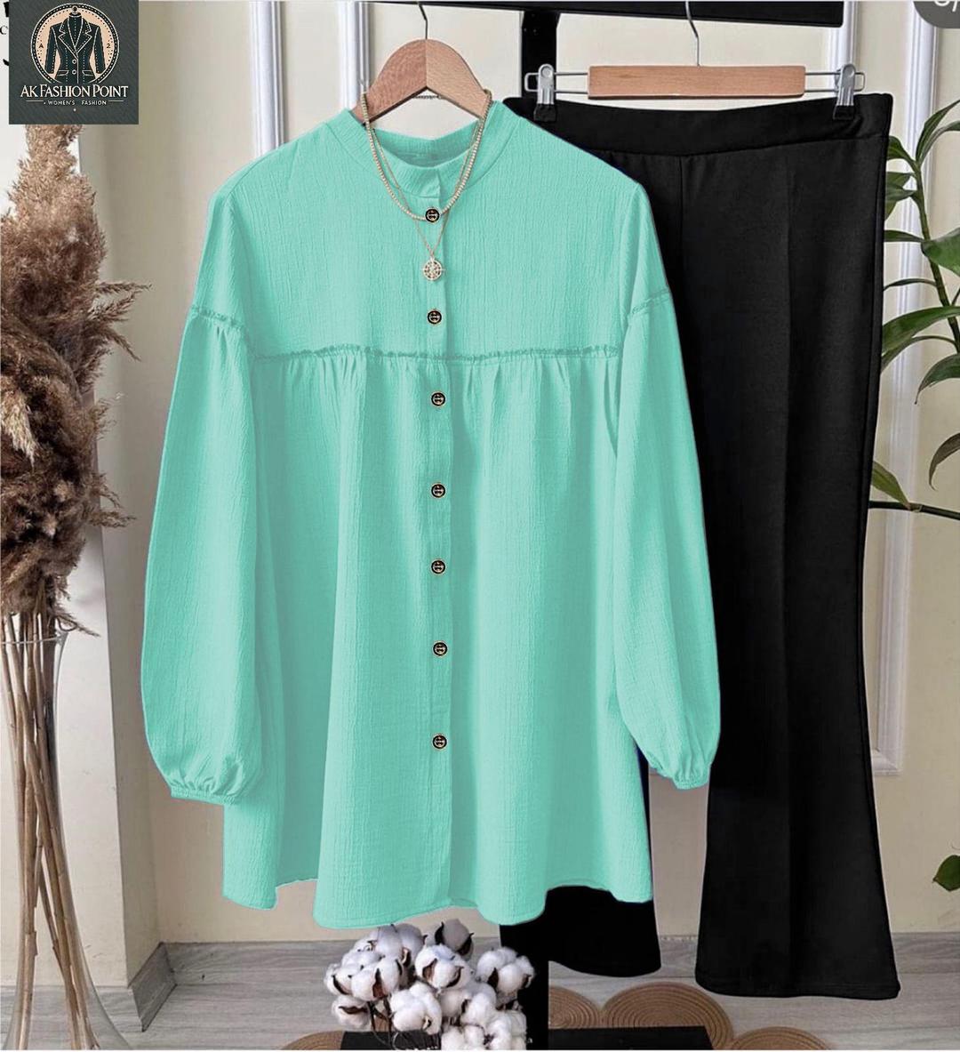 2 Pcs Women's Stitched Plain Shirt And Trouser