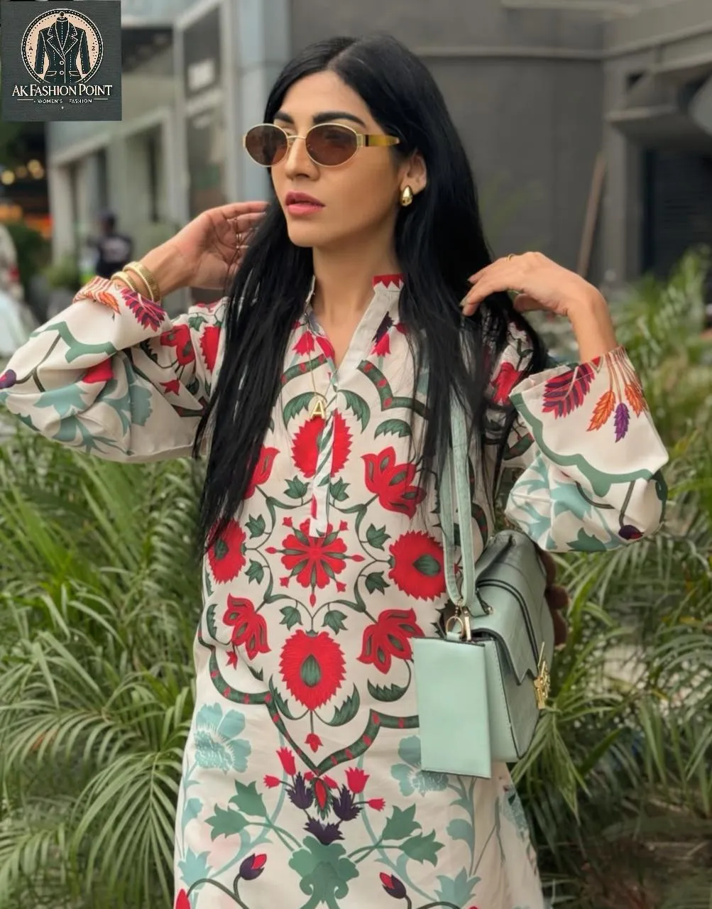 2 Pcs Women's Stitched Swiss Lawn Digital Print Shirt And Trouser