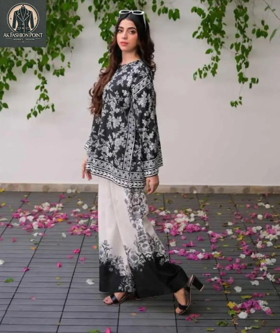 2 Pcs Women's Stitched Raw Silk Printed Shirt And Trouser