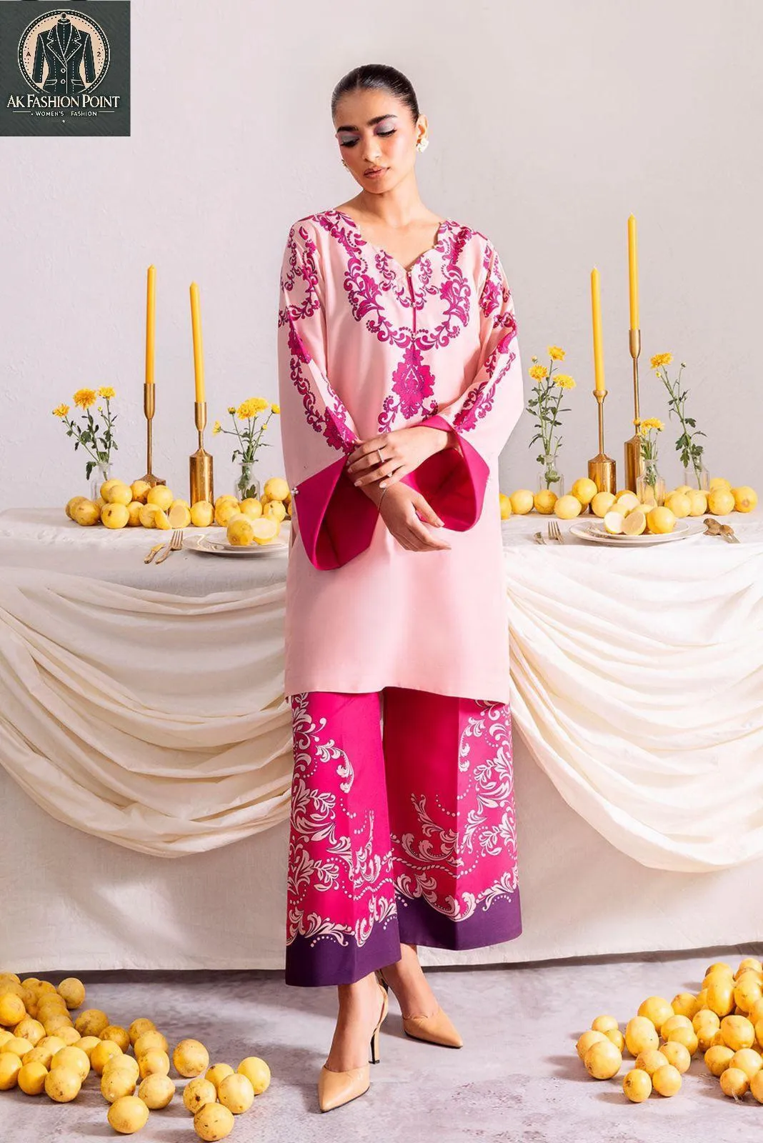 2 Pcs Women's Stitched Swiss Lawn Digital Print Co-Ord Set