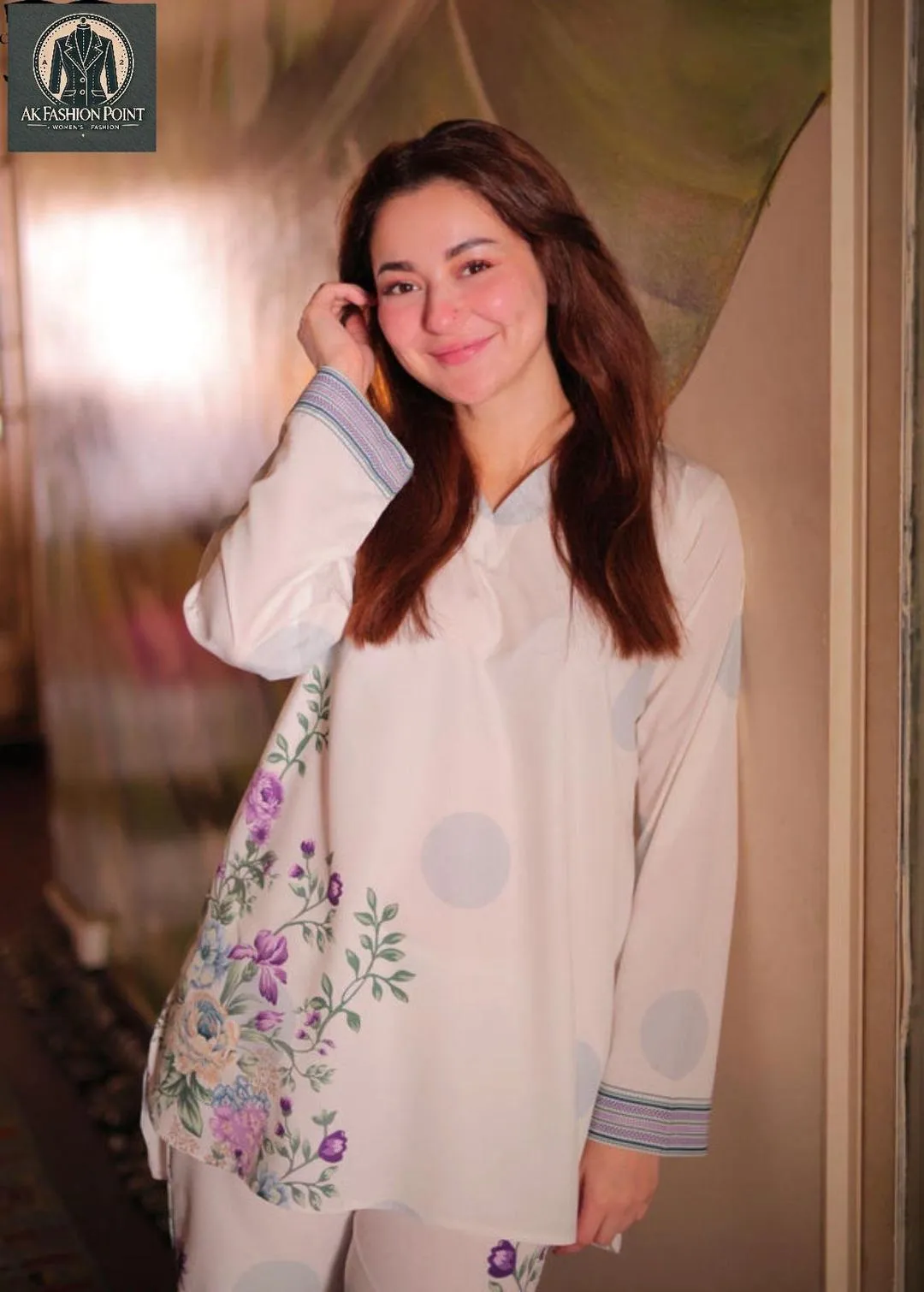 2 Pcs Women's Stitched Swiss Lawn Digital Print Co-Ord Set