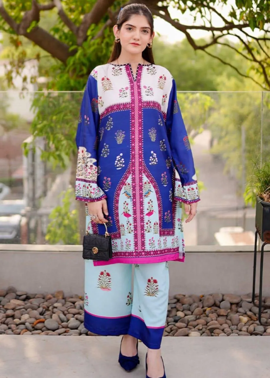 2 Pcs Women's Stitched Swiss Lawn Digital Print Co-Ord Set