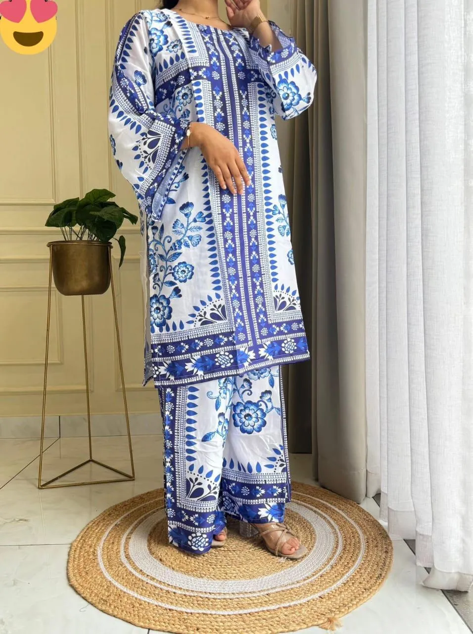 2 Pcs Women's Stitched Swiss Lawn Digital Print Co-Ord Set