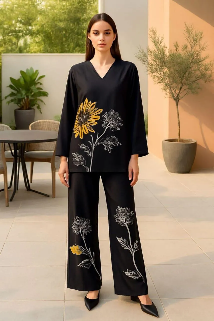 2 Pcs Women's Stitched Swiss Lawn Digital Print Co-Ord Set