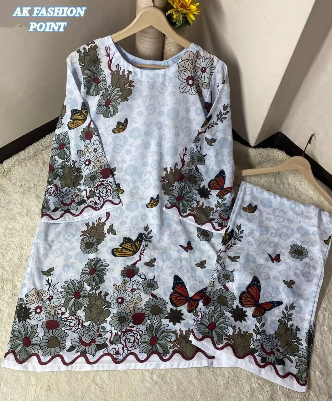 2 Pcs Women's Stitched Swiss Lawn Digital Print Shirt And Trouser