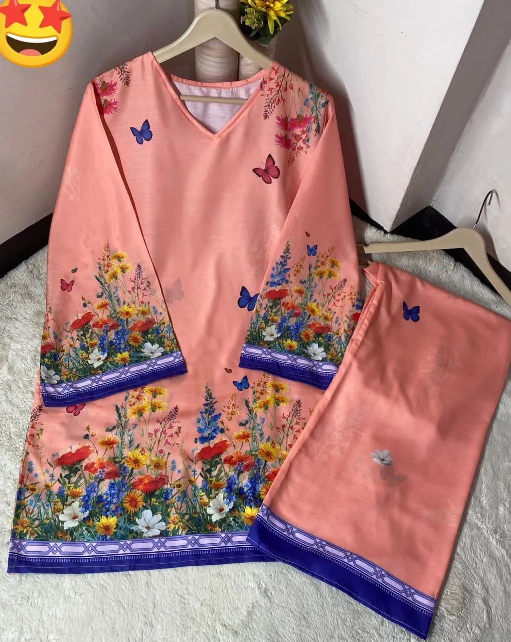 2 Pcs Women's Stitched Swiss Lawn Digital Print Shirt And Trouser