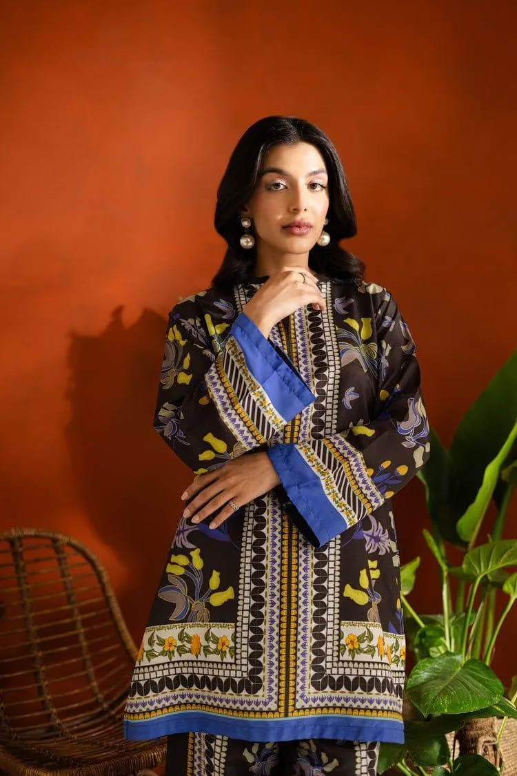 2 Pcs Women's Stitched Swiss Lawn Printed Shirt And Trouser