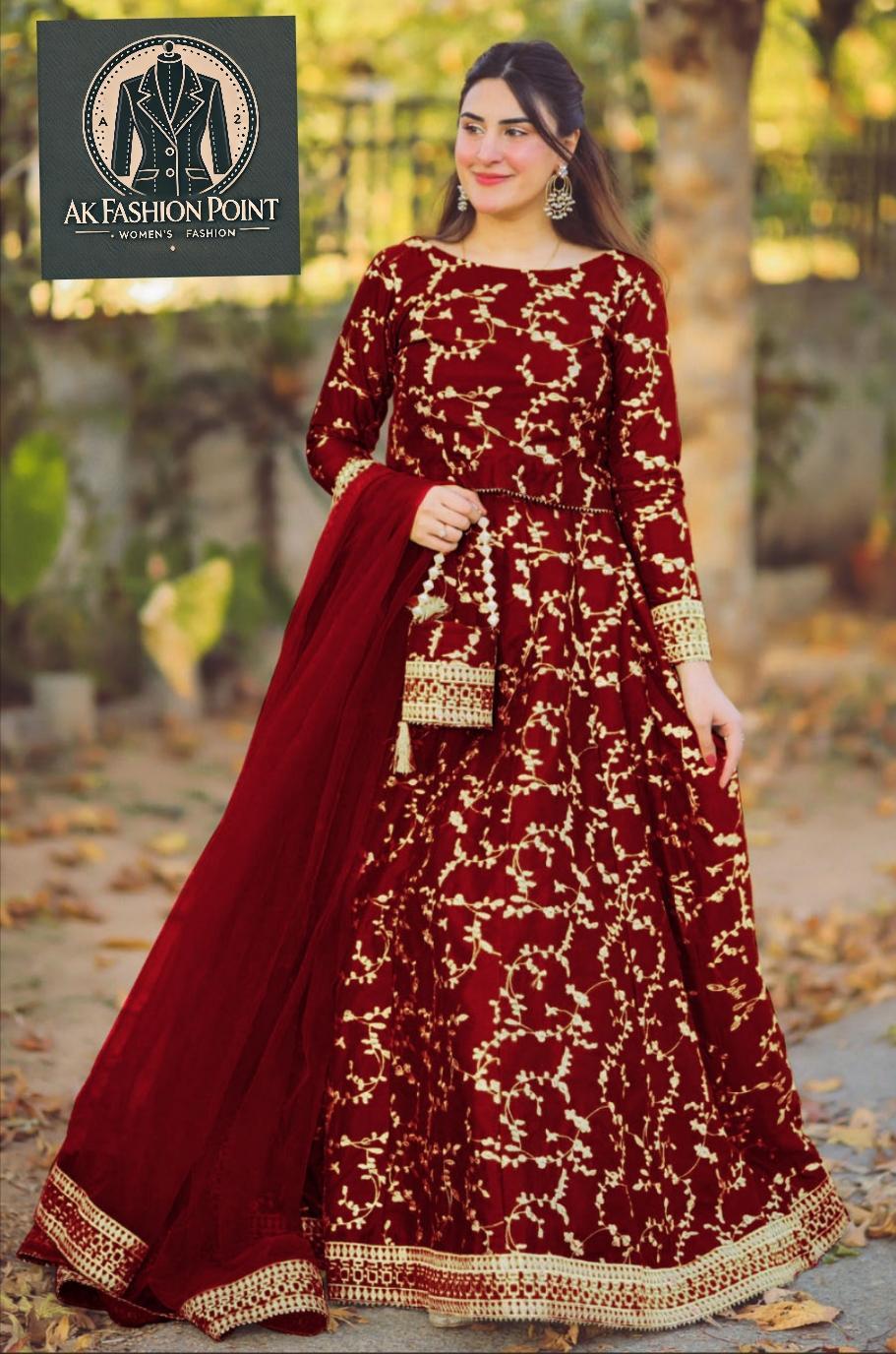 4 Pcs Women's Stitched Embroidered Lehenga Choli