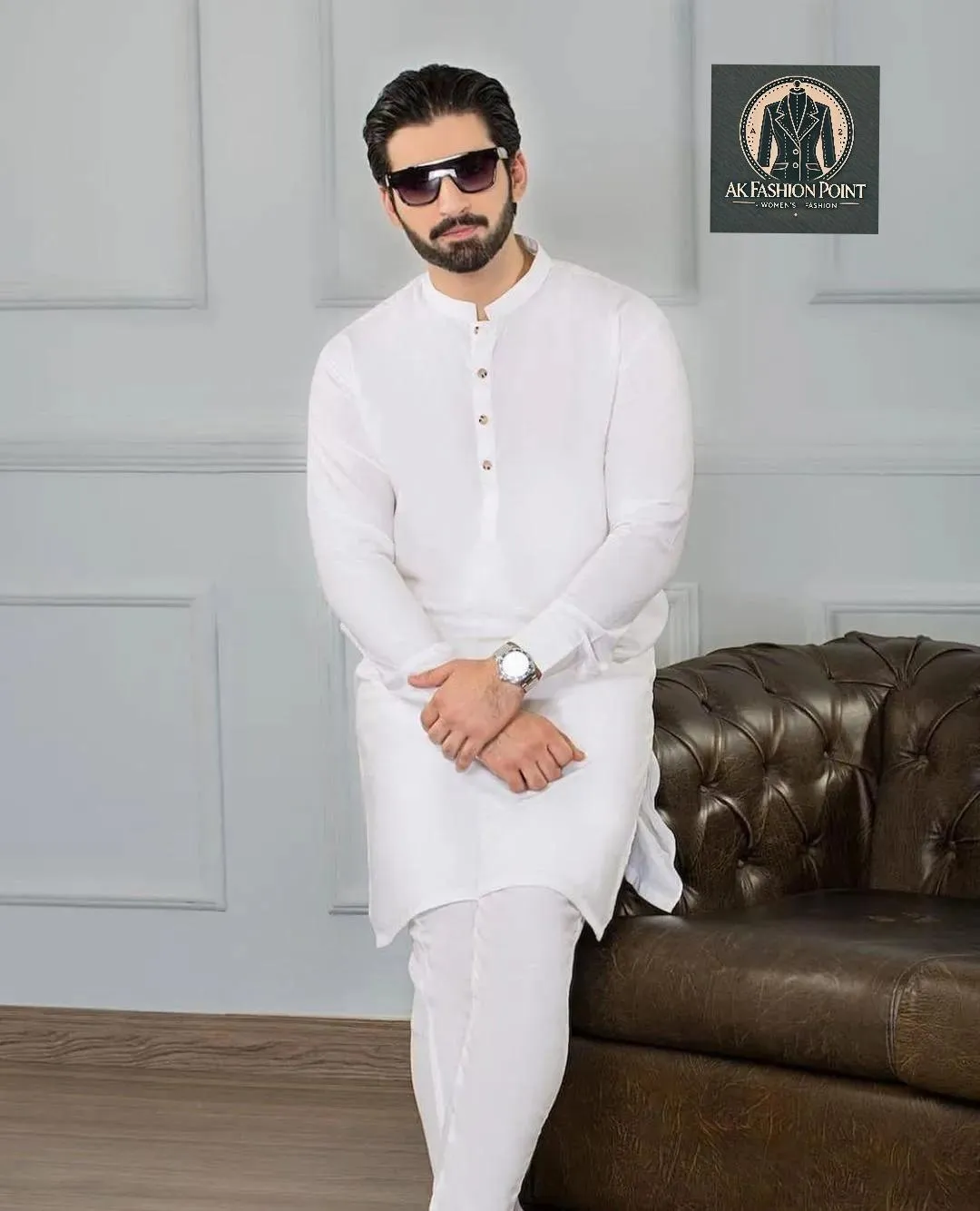 2 Pcs Men’s Stitched Wash And Wear Plain Shalwar Kameez