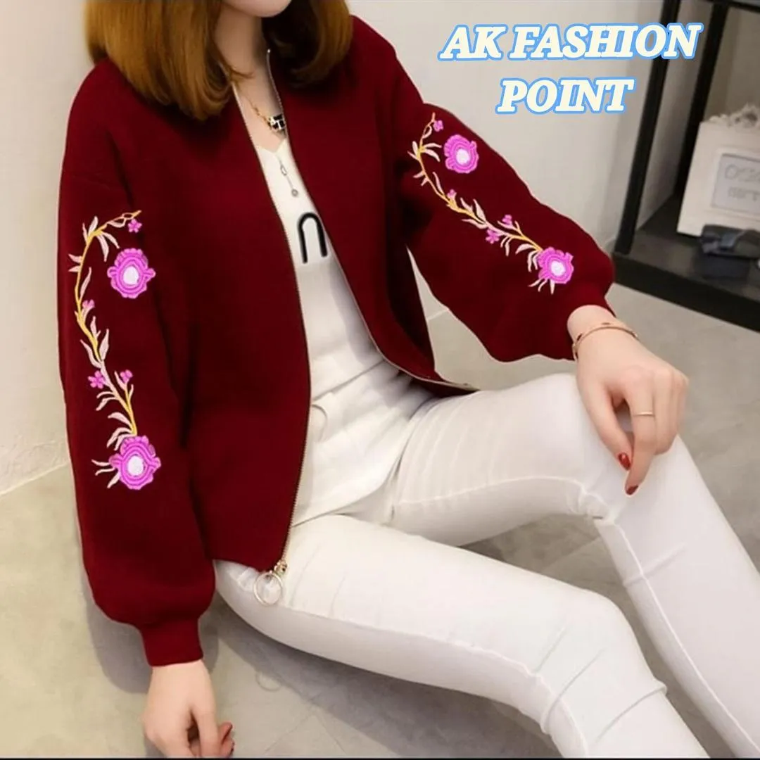 1 Pc Women's Stitched Fleece Embroidered Fleece Jacket