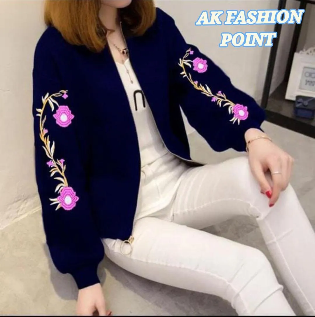 1 Pc Women's Stitched Fleece Embroidered Fleece Jacket