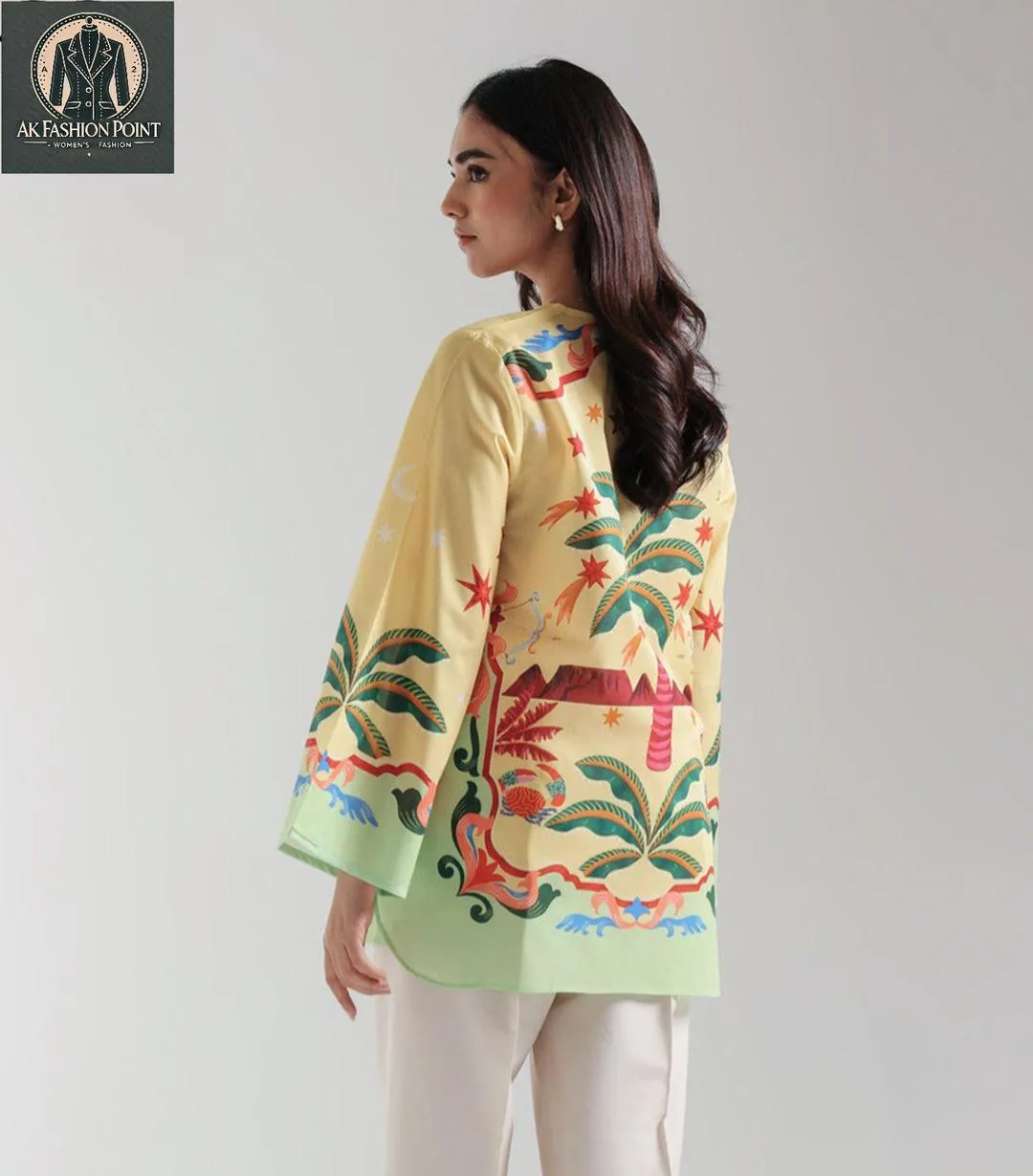 1 Pc Women's Stitched Lawn Digital Print Dress Shirt