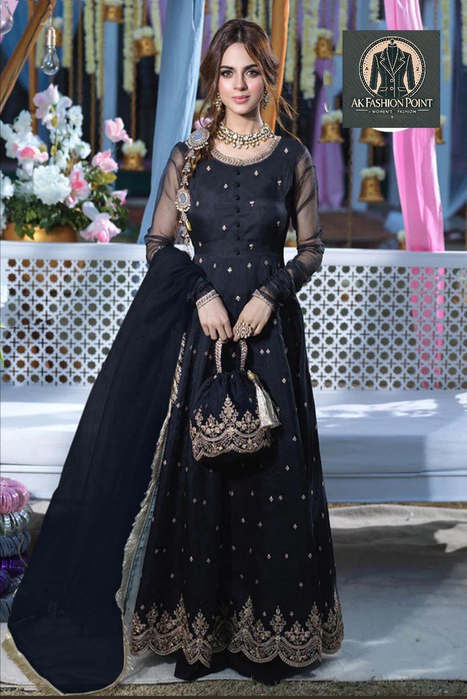 4 Pcs Women's Stitched Embroidered Maxi Suit