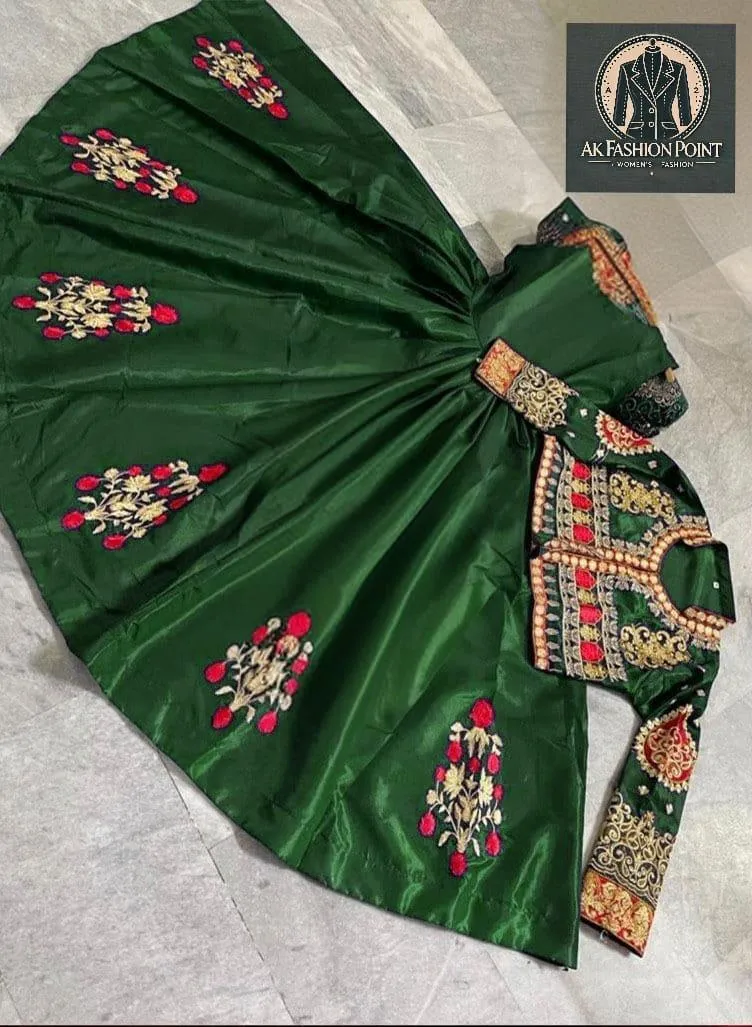 2 Pcs Women's Stitched Silk Hand Work Maxi and Jacket