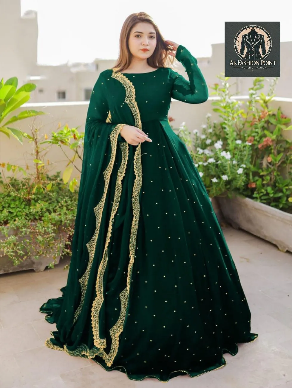 3 Pcs Women's Stitched Chiffon Embroidered Maxi Suit