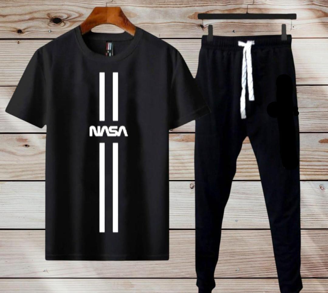 Micro Interlock Printed Track Suit    Black Nasa
