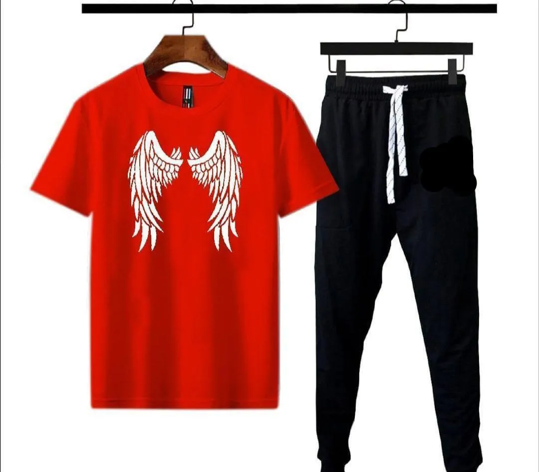 Micro Interlock Printed Track Suit    Red   Egal