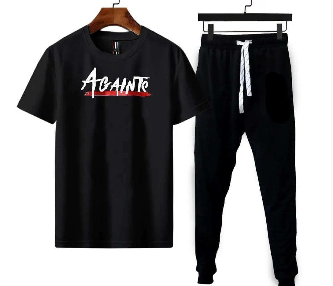 Micro Interlock Printed Track Suit   Black   Ajent