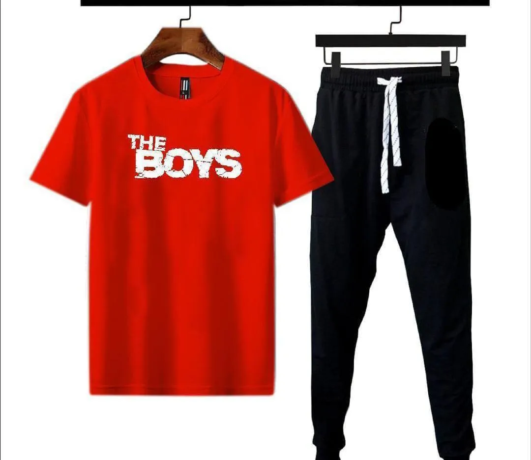 Micro Interlock Printed Track Suit    Red   Boys