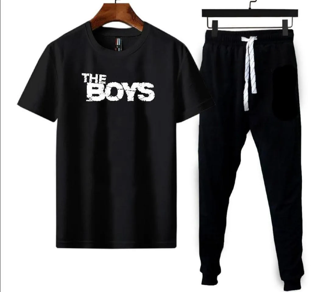 Micro Interlock Printed Track Suit   Black  Boys