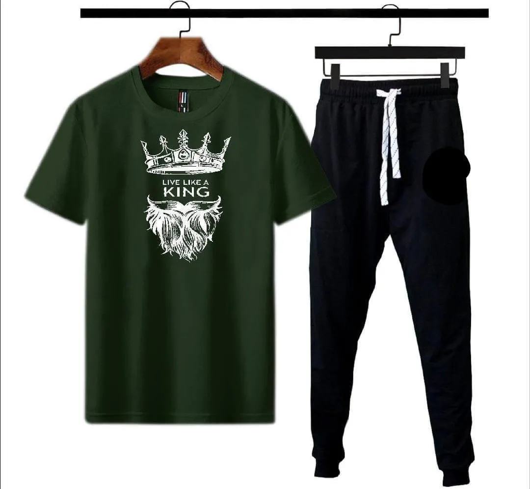 Micro Interlock Printed Track Suit    Green  King