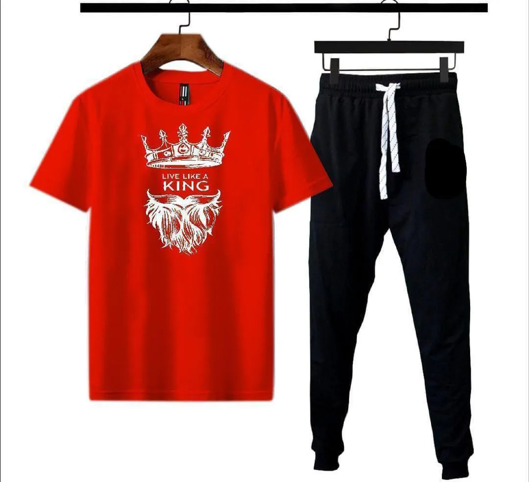 Micro Interlock Printed Track Suit   Red  King