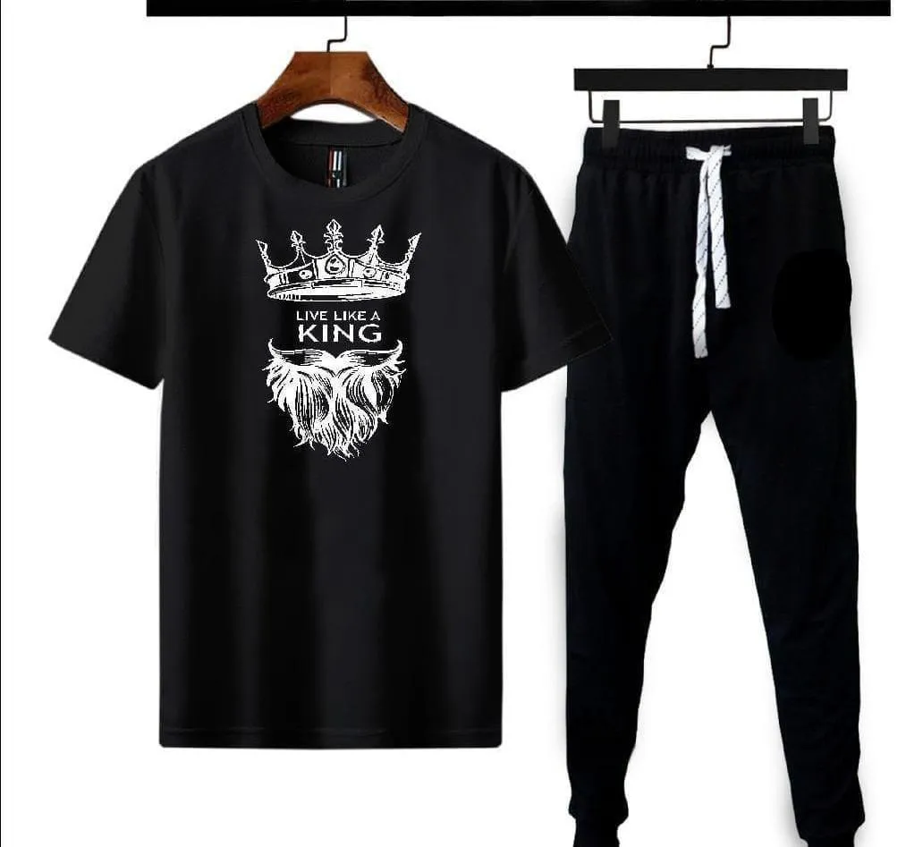 Micro Interlock Printed Track Suit    Black  King