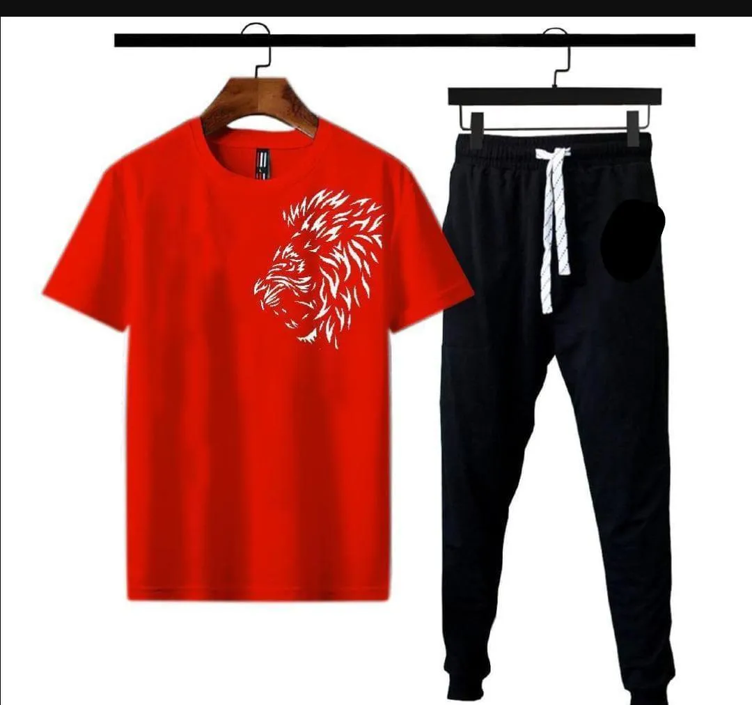 Micro Interlock Printed Track Suit   Red  Lion