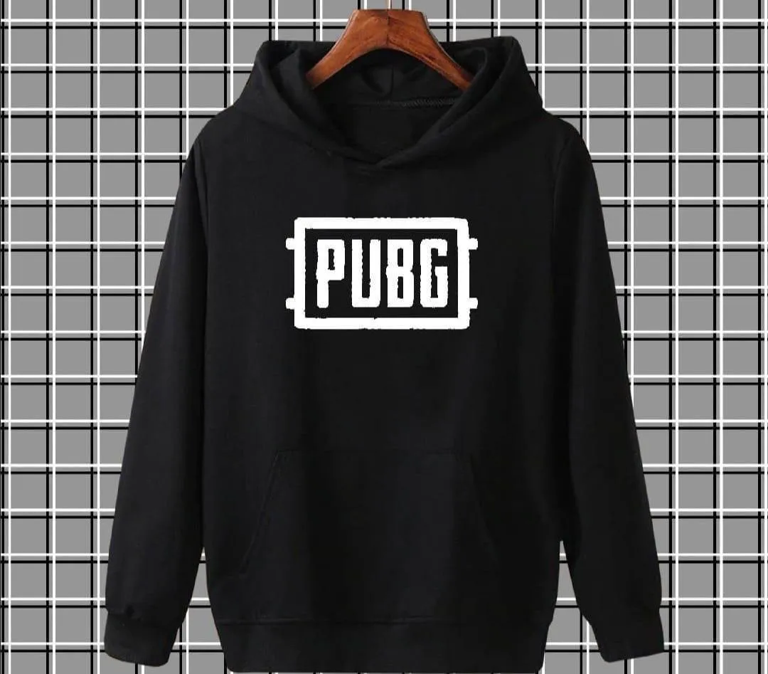 [ Black  Pub G ]  Polyester Fleece Printed Hoodie